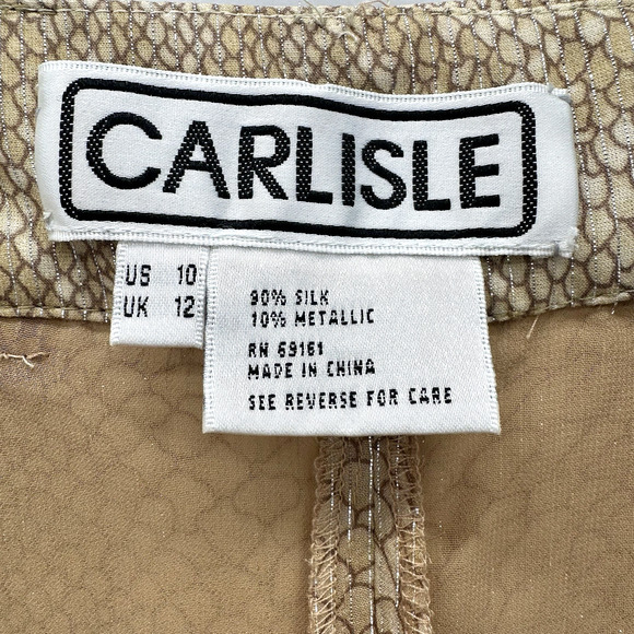 Vintage Carlisle 100% Silk Wide Leg Pants Womens‎ 10 Beige Snakeskin Old Money - Picture 10 of 11